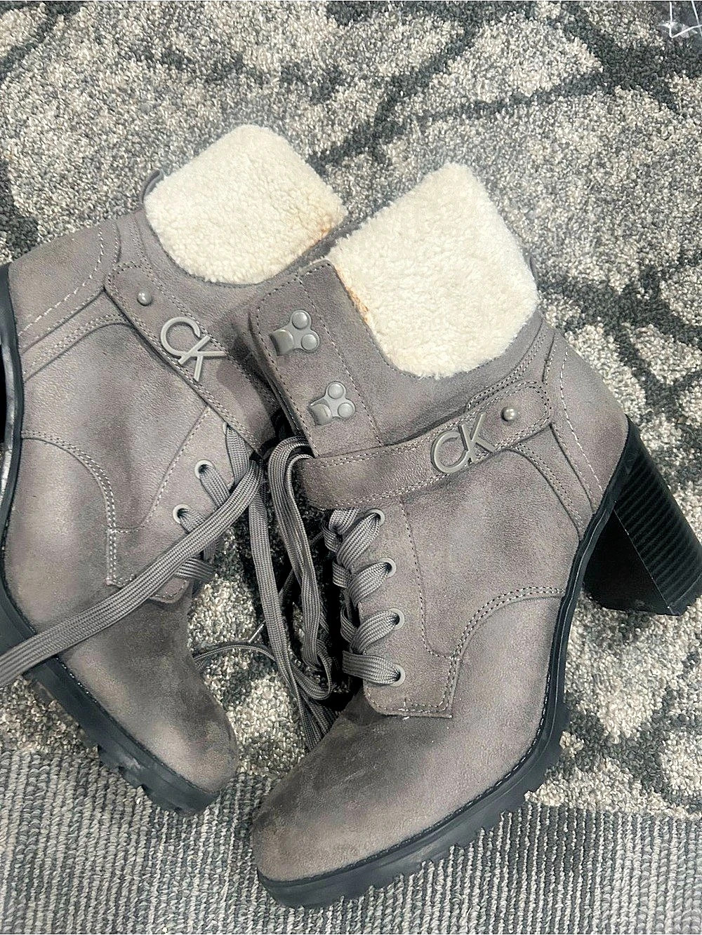 Calvin Klein Eliana 2 Women's Shearling-Lined Boots in Gray